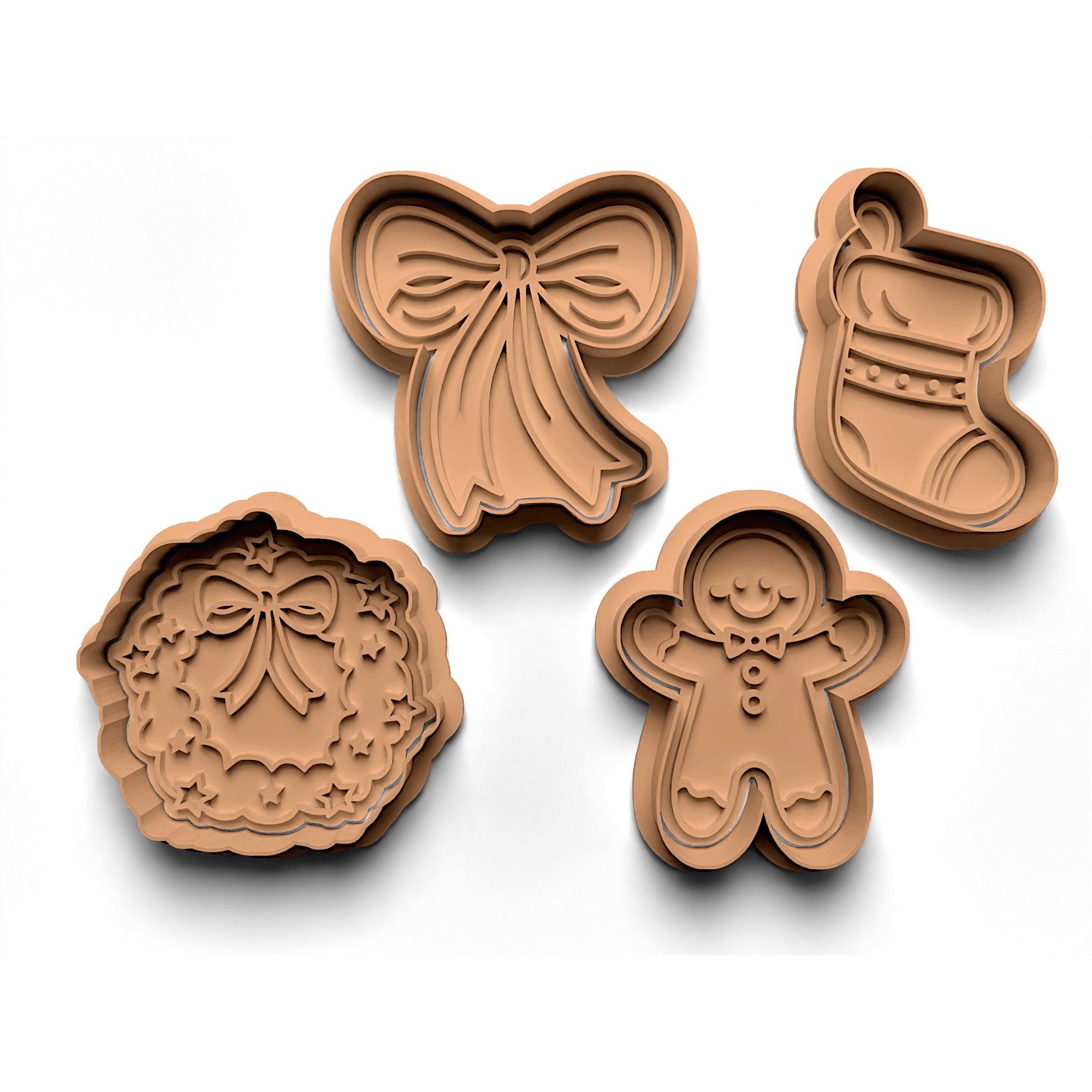 New Year Cookie Cutters Stamp and Cutter Set (0164)