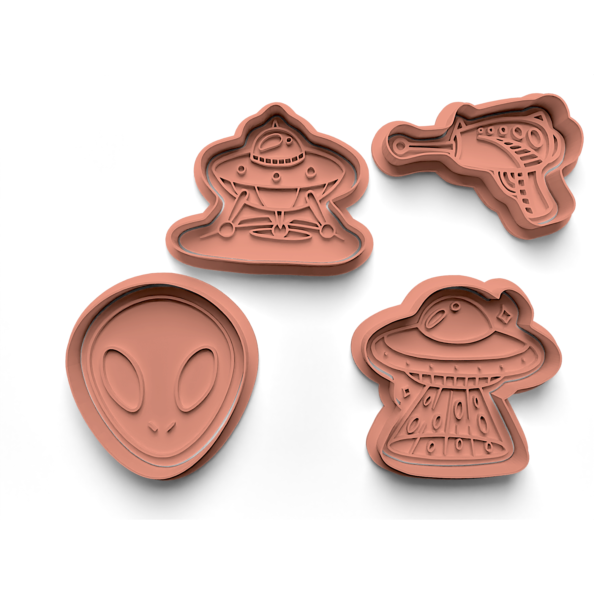 Alien-Keksform-Stempel- und Ausstecher-Set (0185)