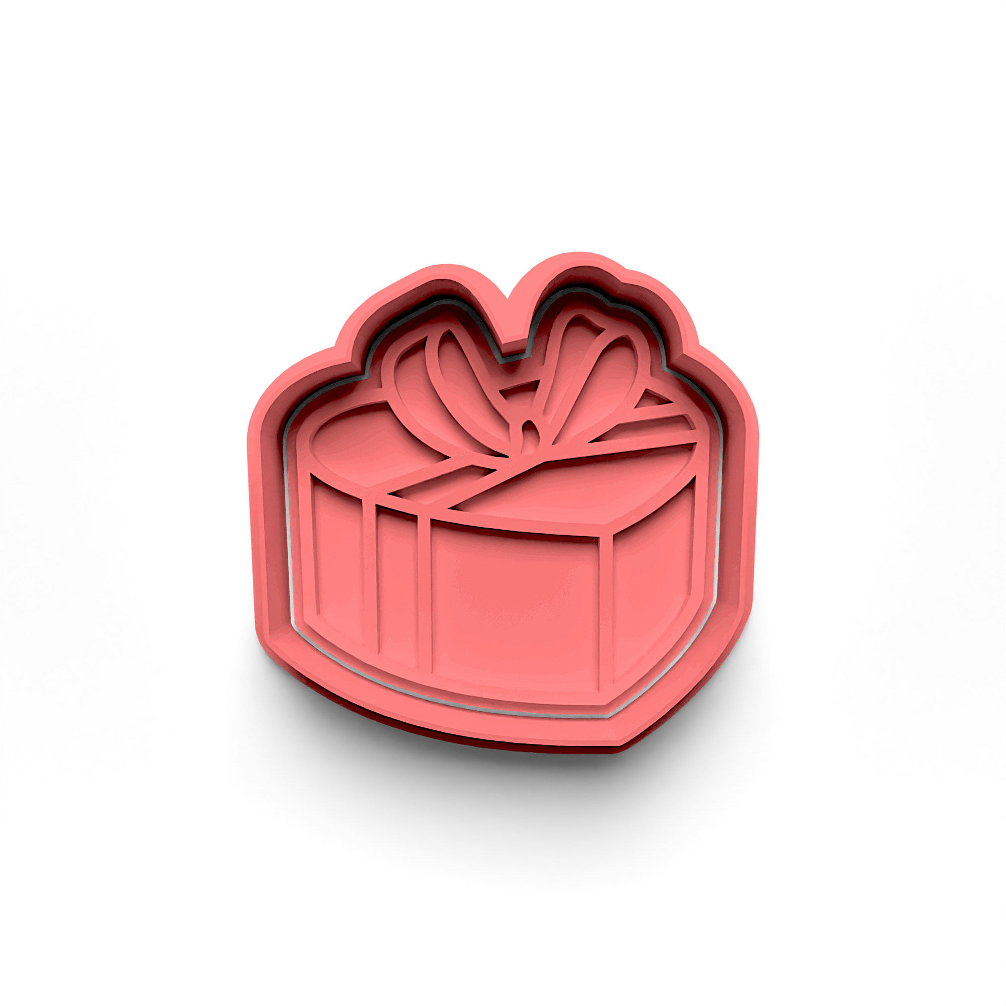 Heart Gift Box Cookie Mold Stamp and Cutter Set (0259_1)