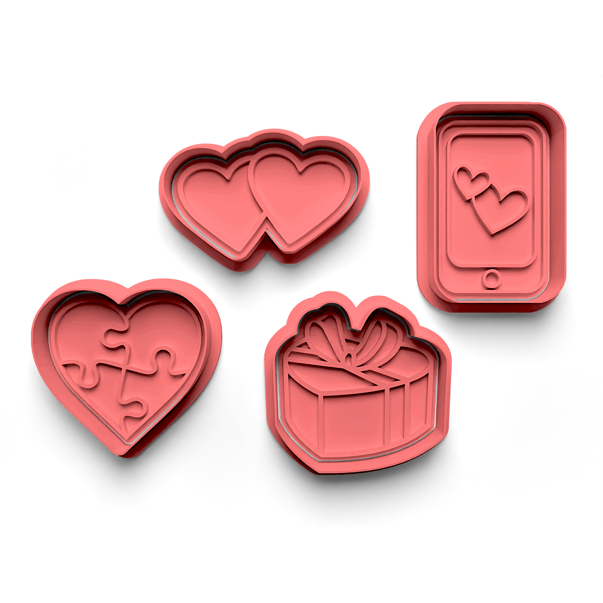 Valentine's Day Cookie Cutter Stamp and Cutter Set (0259)