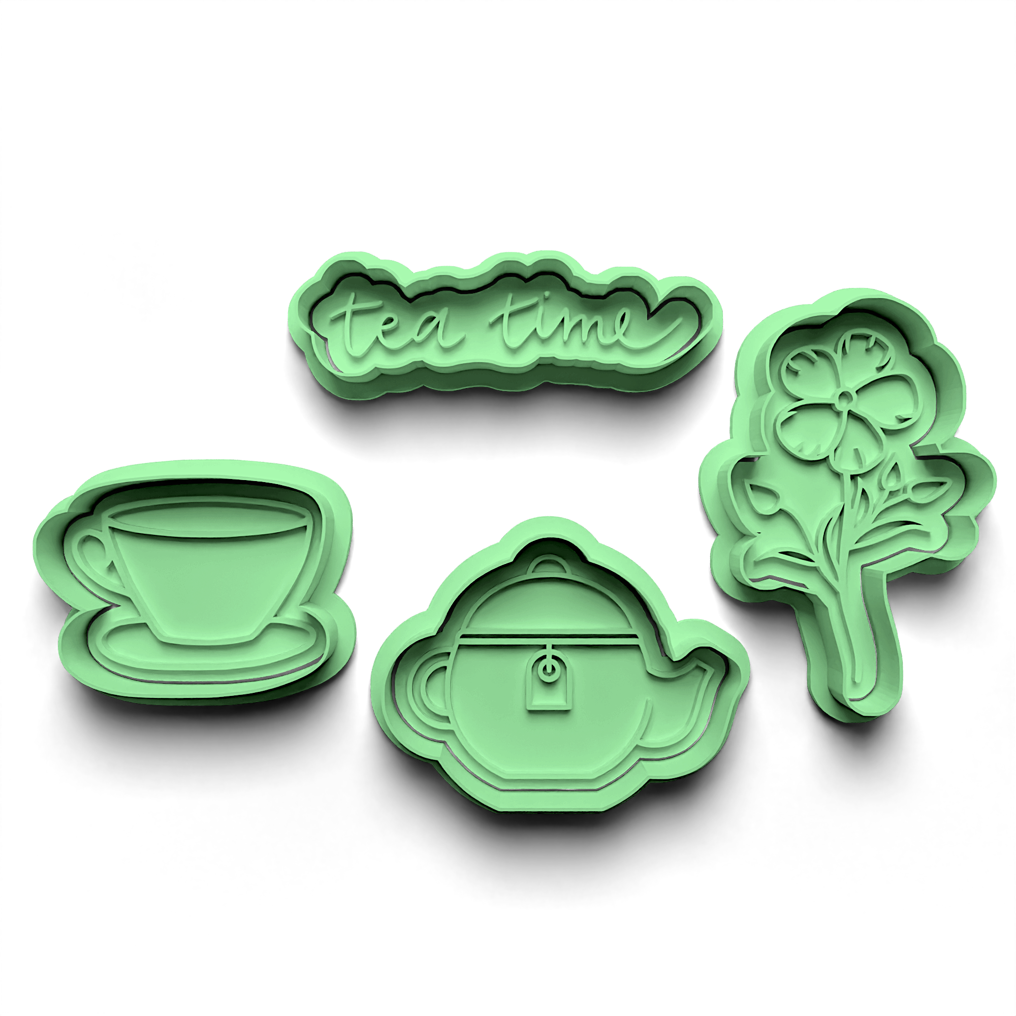 Tea Time Cookie Cutter Stamp and Cutter Set (0356)