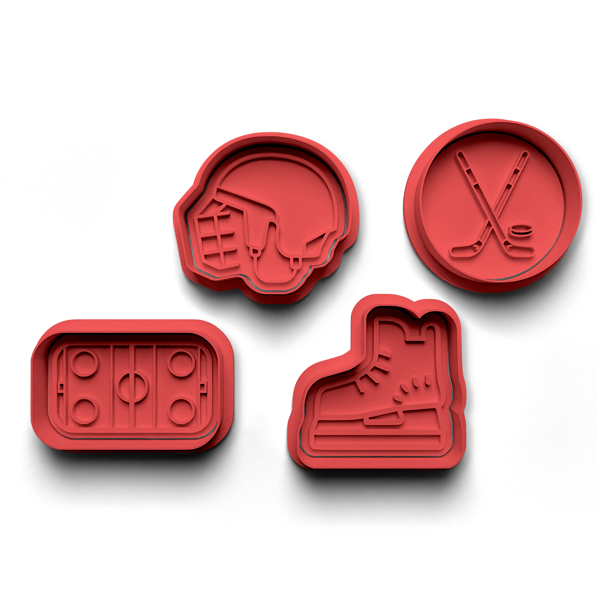 Ice Hockey Cookie Cutter Stamp and Cutter Set (0368)