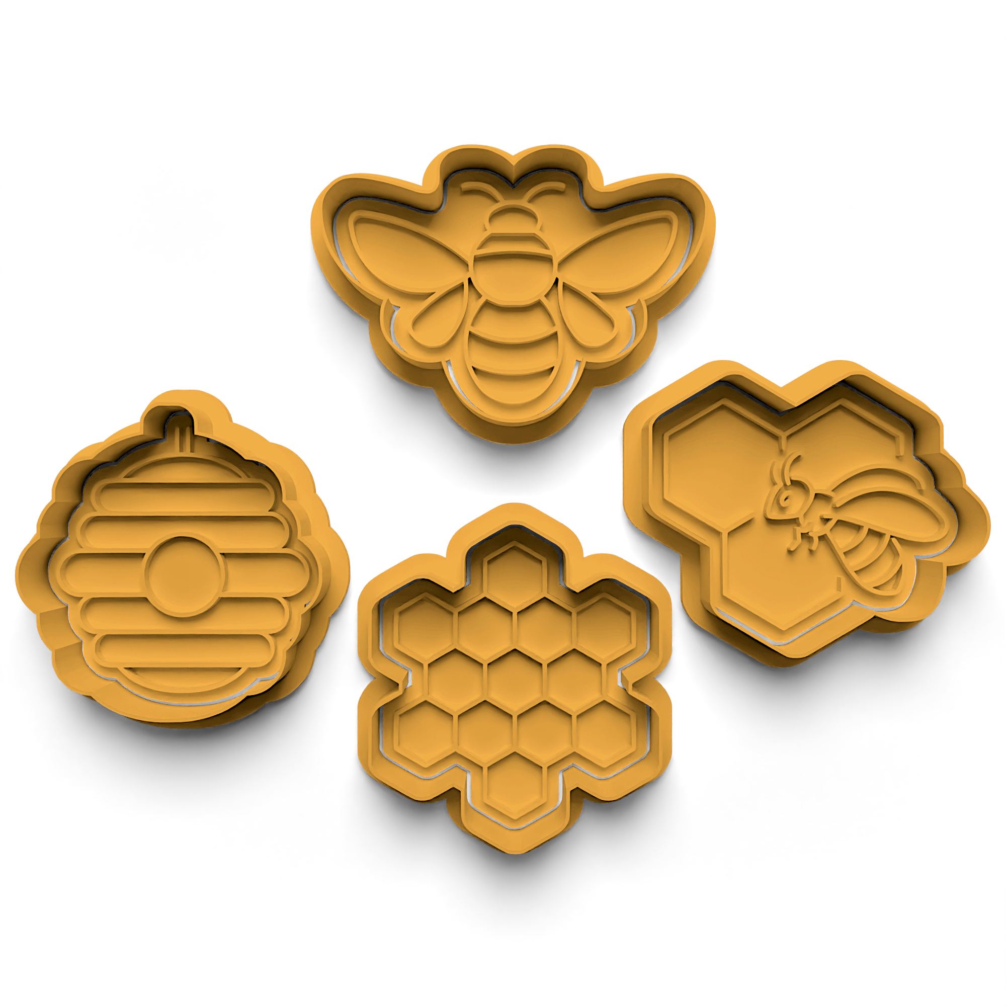 Bee Concept Cookie Cutter Stamp and Cutter Set (0430)