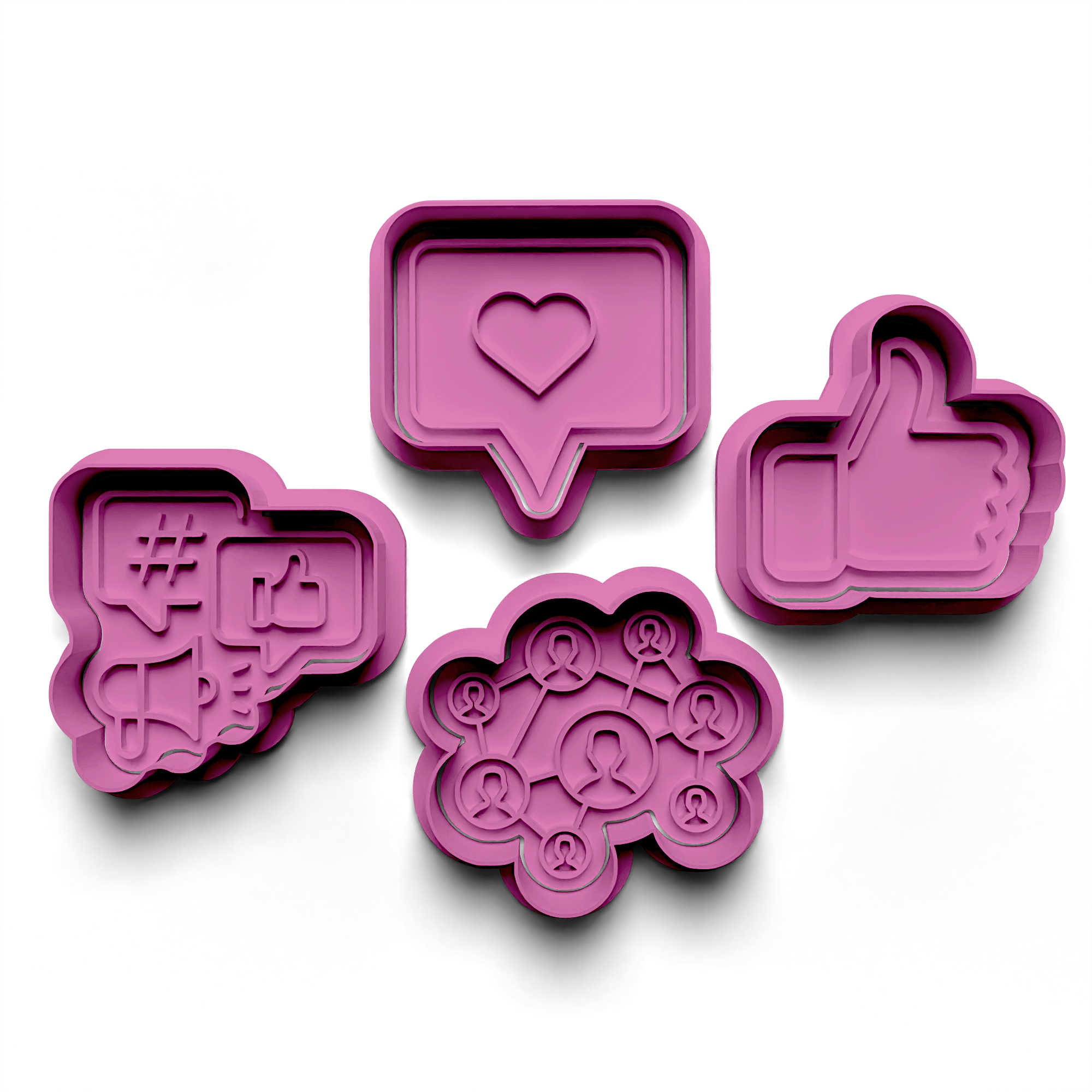 Social Media Cookie Cutter Stamp and Cutter Set (0680)