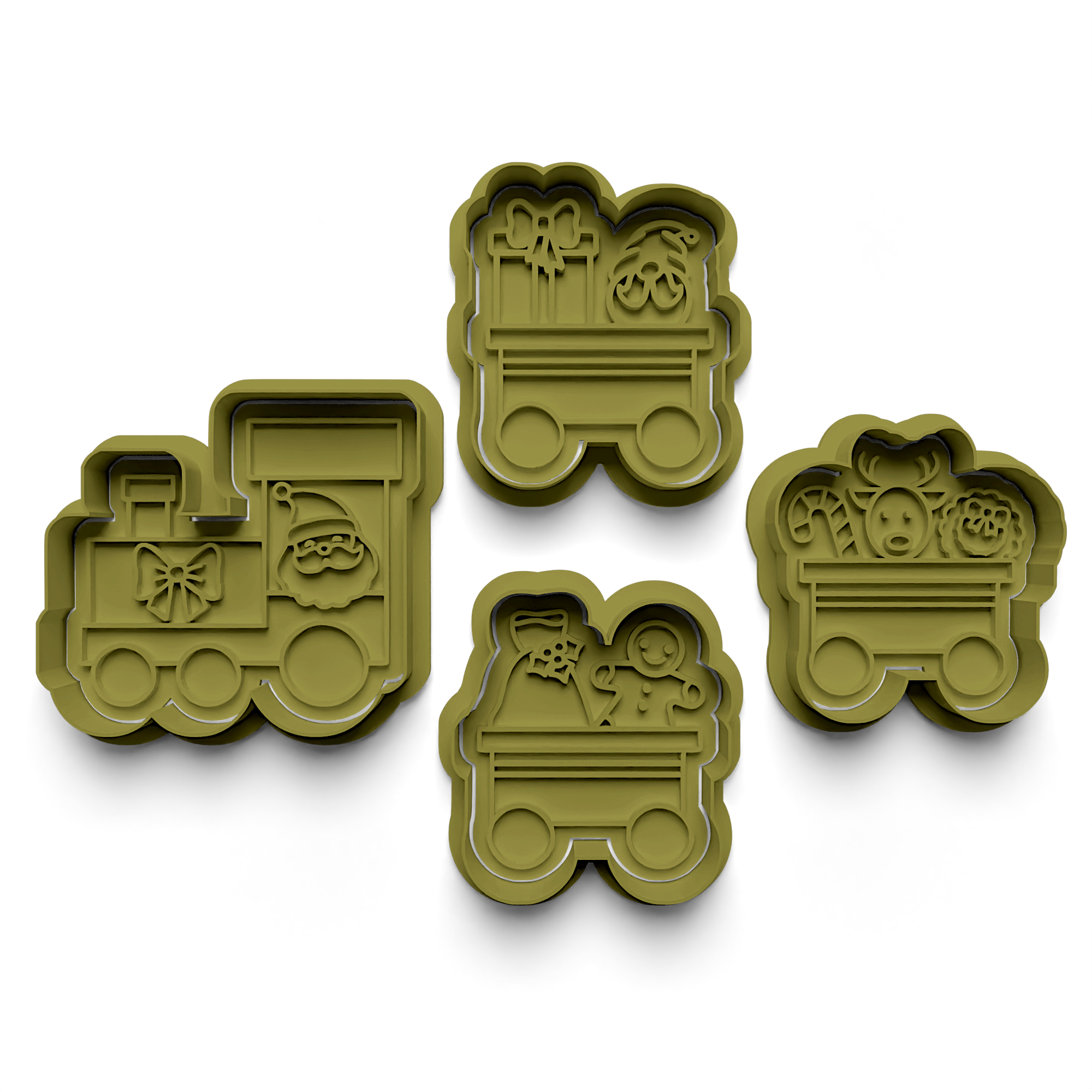 Christmas Train Cookie Cutter Stamp and Cutter Set (0707)