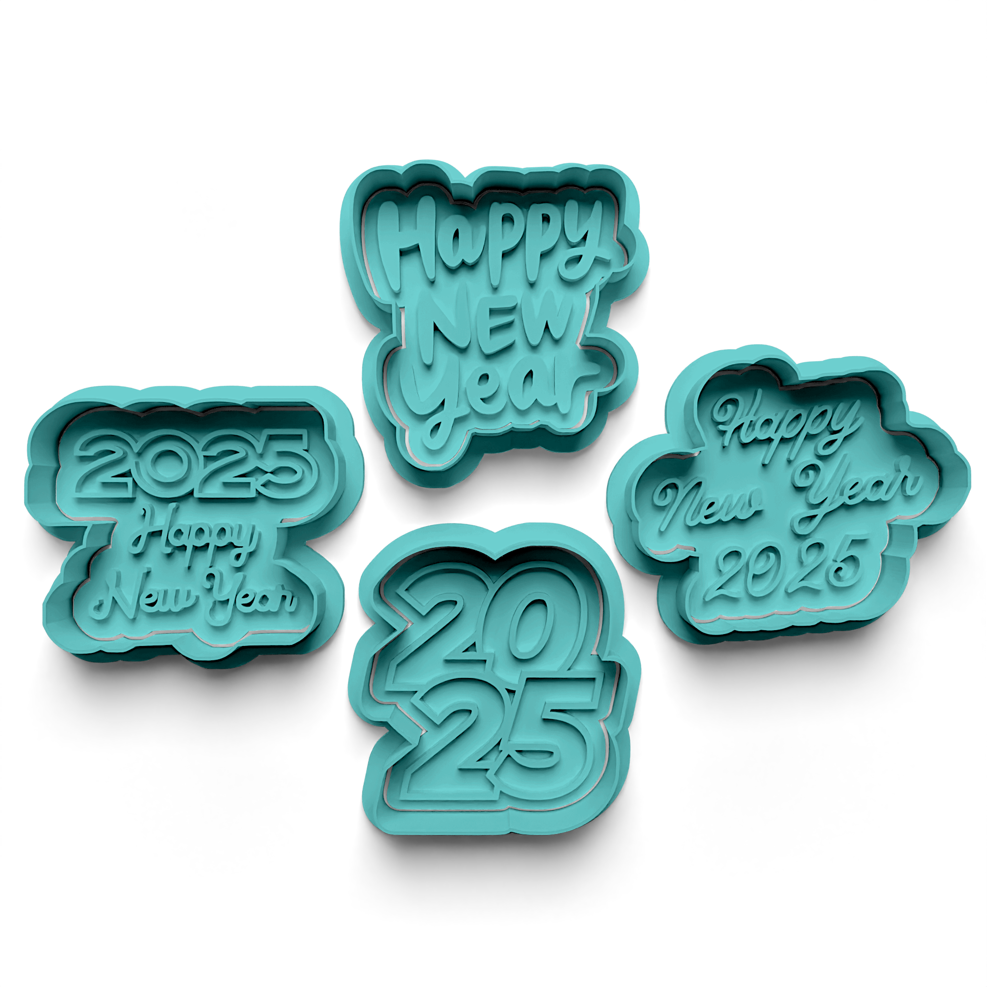 New Year 2025 Concept Cookie Cutter Stamp and Cutter Set (0709)