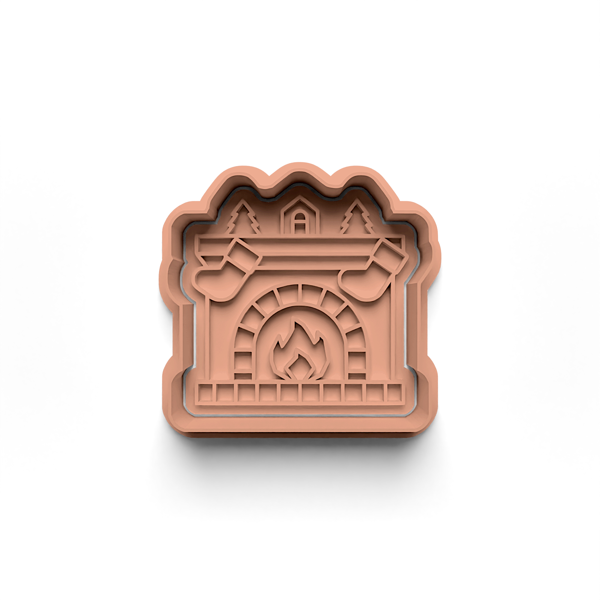 Fireplace Cookie Cutter Stamp and Cutter Set (0712_2)