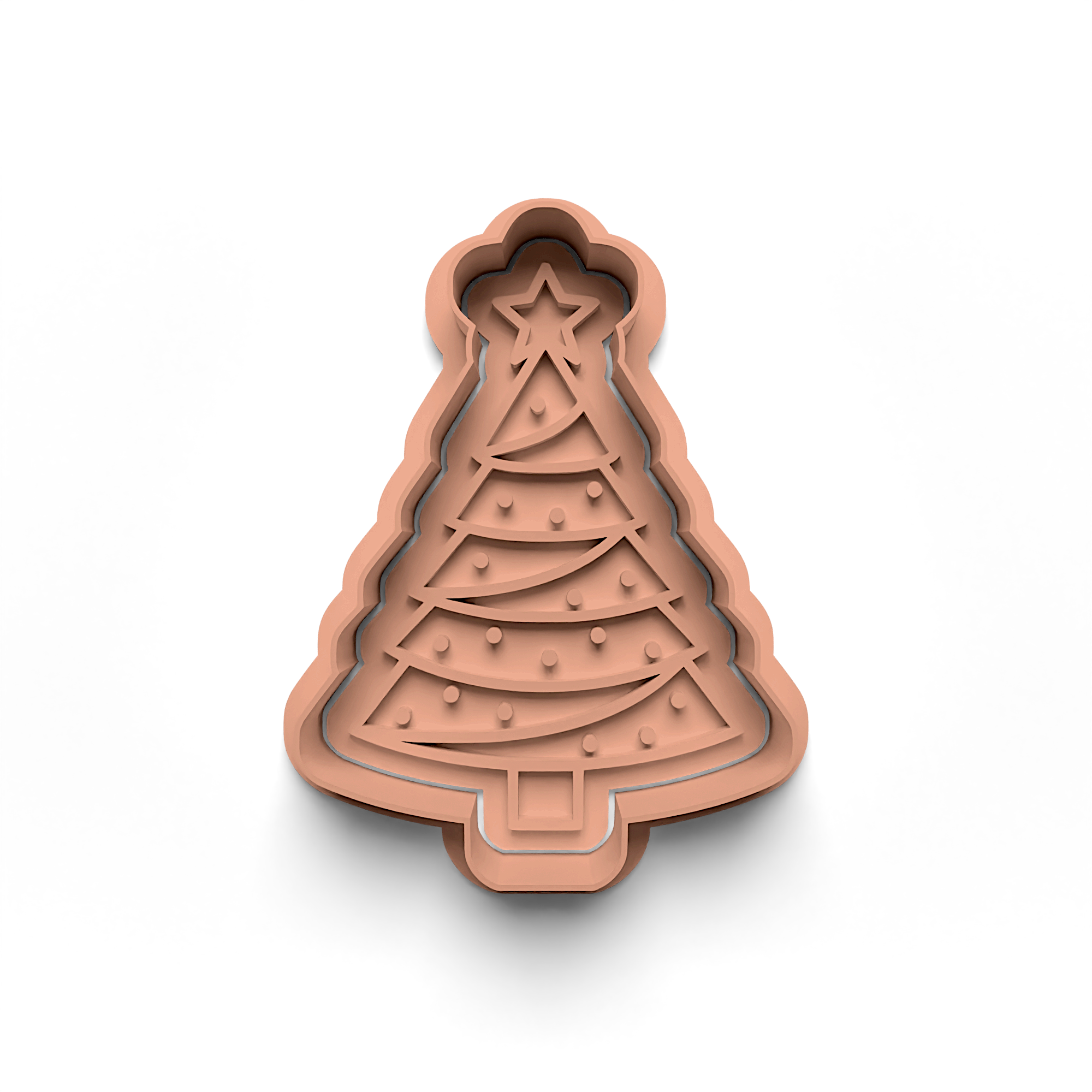 Christmas Pine Tree Cookie Mold Stamp and Cutter Set (0712_4)