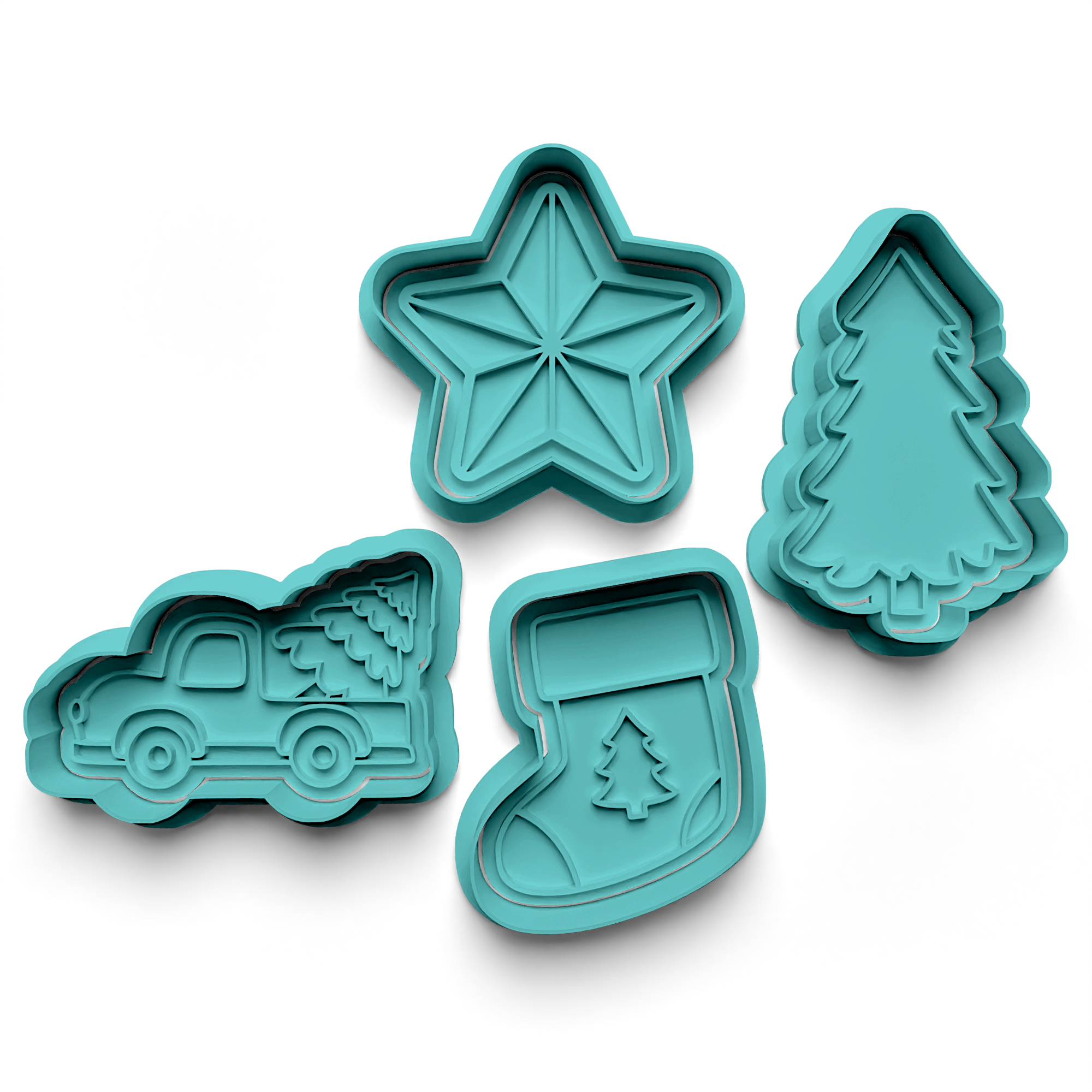 New Year Concept Cookie Cutter Stamp and Cutter Set (0713)