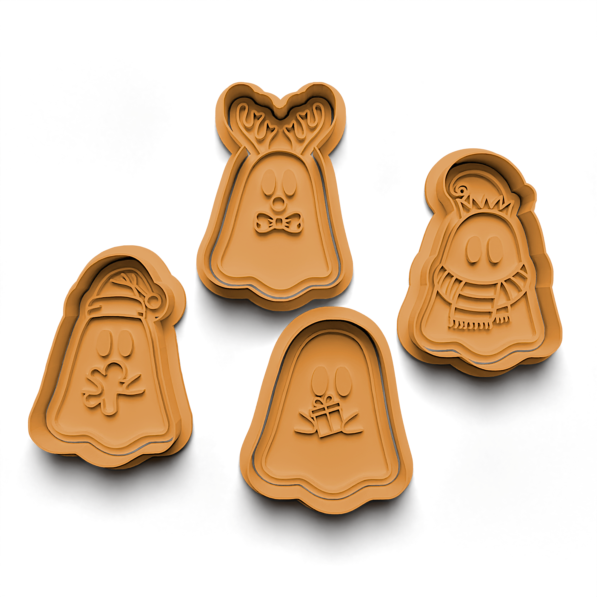 Ghost Christmas Cookie Cutter Stamp and Cutter Set (0721)