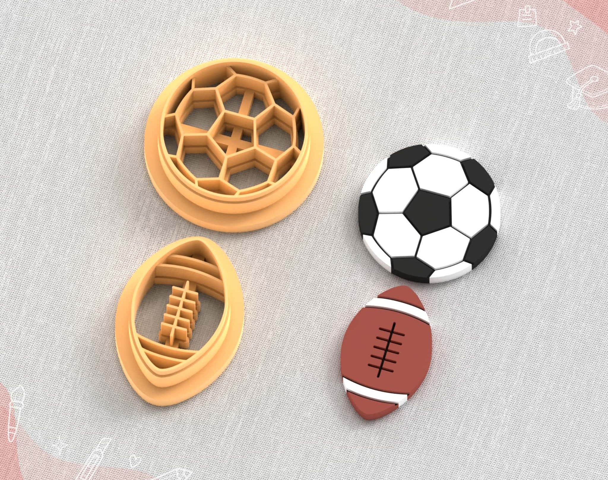 Amerikan Futbolu ve Futbol Topu Polimer Kil Kesici