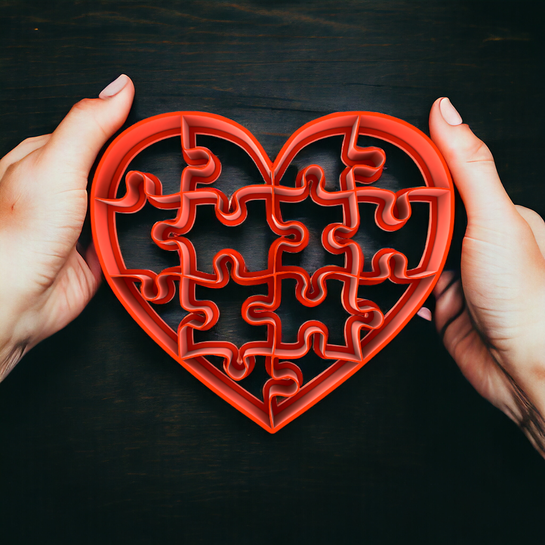 Puzzle Heart Cookie Stamp and Cutter