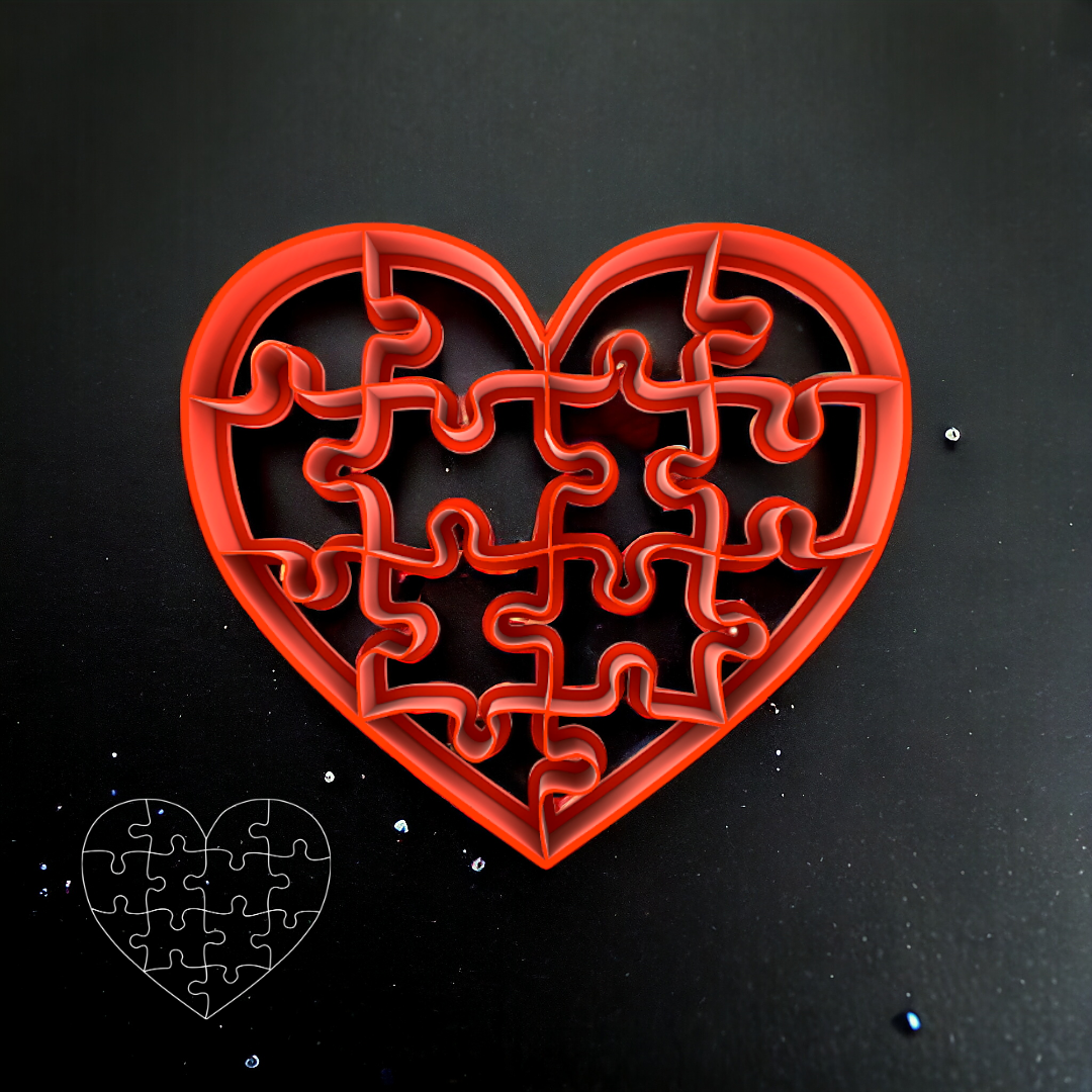 Puzzle Heart Cookie Stamp and Cutter