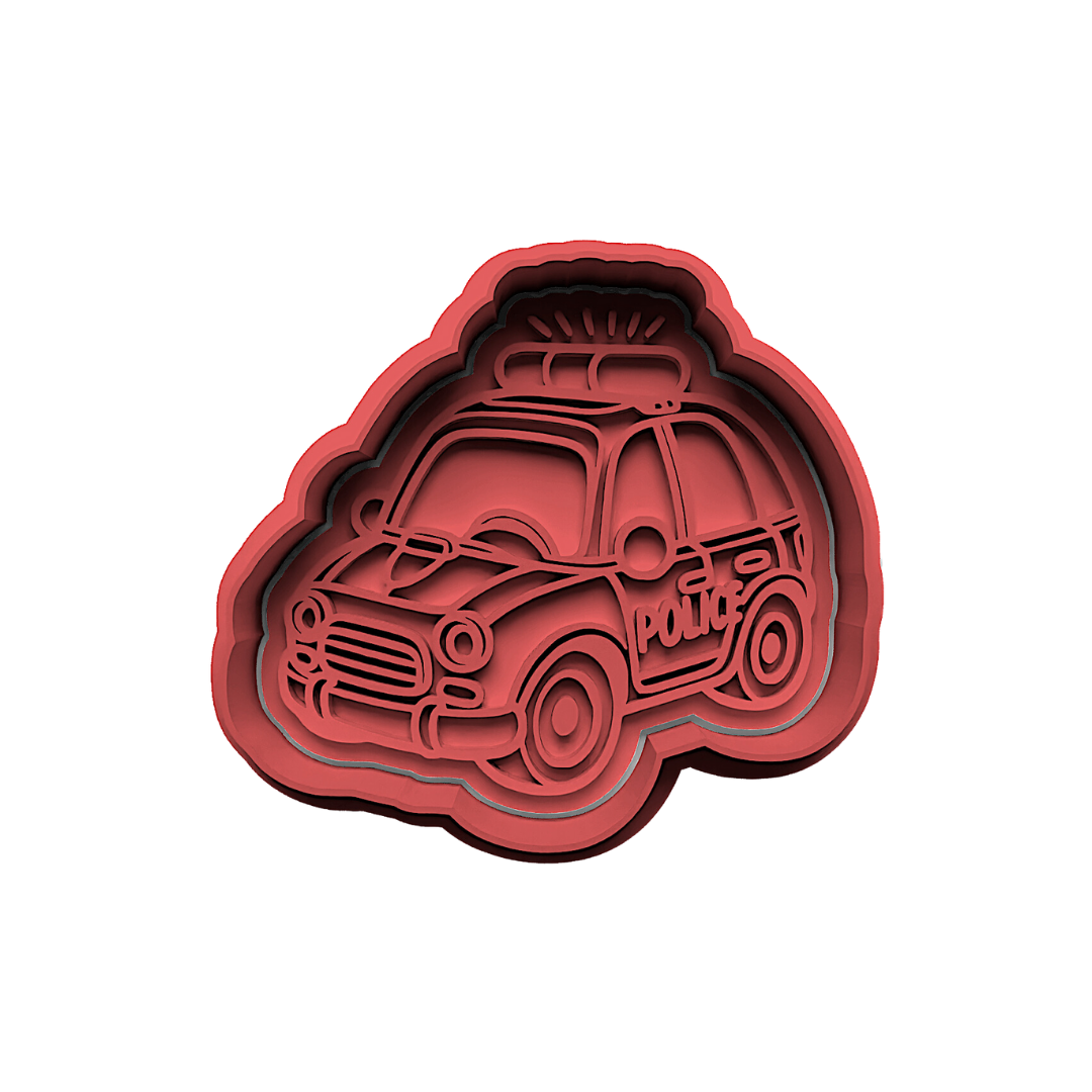 Police Car Cookie Cutter Stamp and Cutter Set (0543_2)