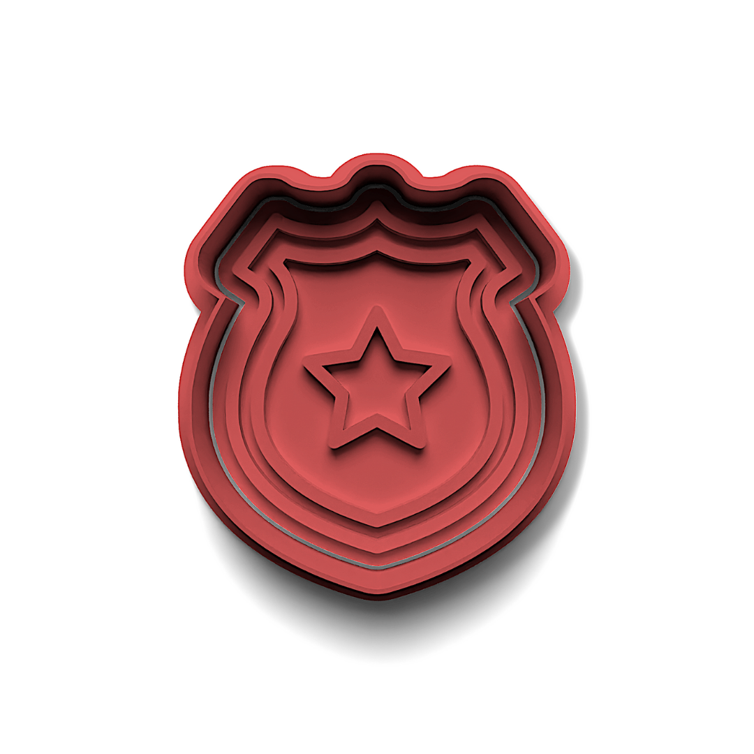 Police Badge Cookie Cutter Stamp and Cutter Set (0543_3)