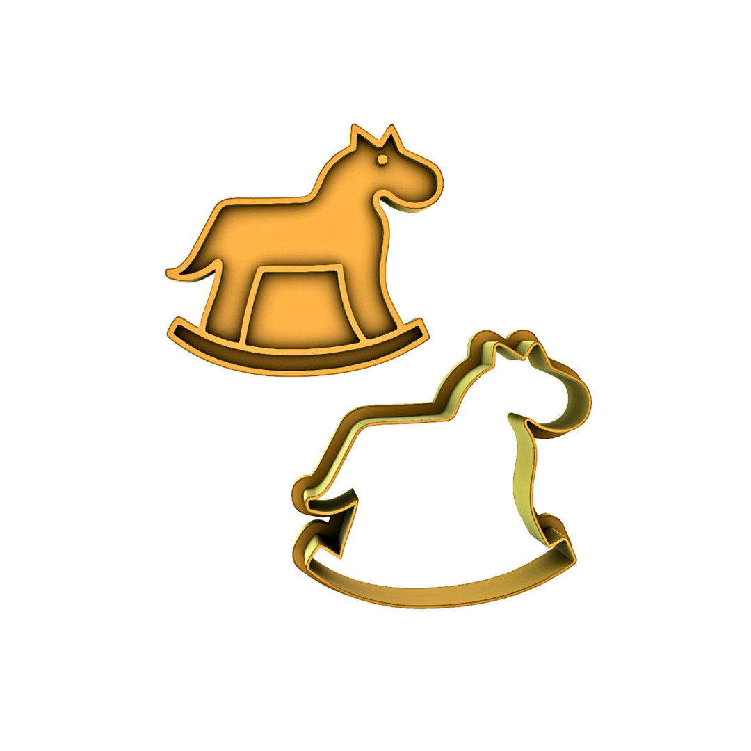 Rocking Horse Cookie Stamp and Cutter