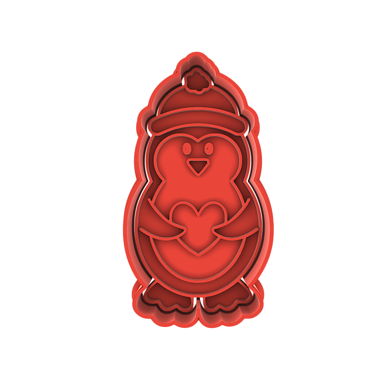 Heart Penguin Cookie Stamp and Cutter