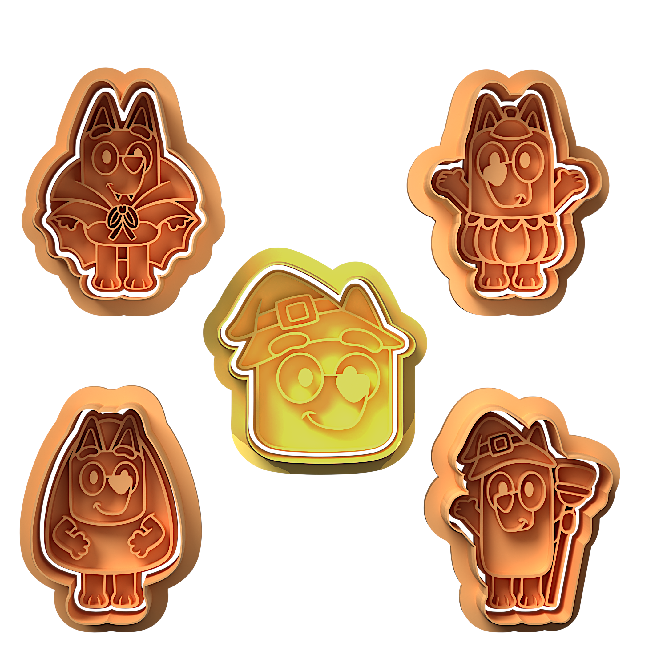 Halloween Bluey Cookie Cutters Stamp and Cutter Set