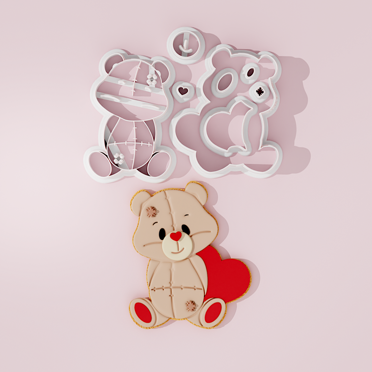 Heart Teddy Bear Piece Cutter Set