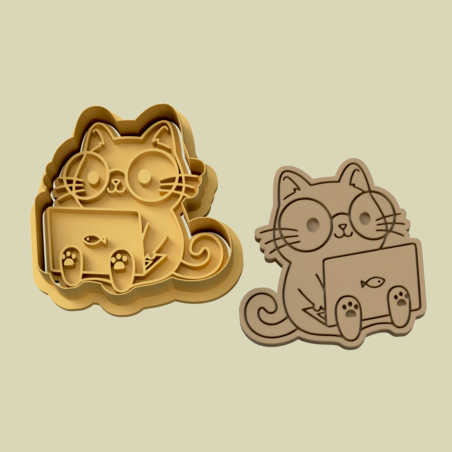 Cat #1 Cookie Cutter Stamp and Cutter Set