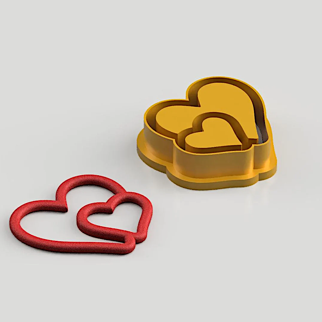 Double Heart Polymer Earring Clay Cutter