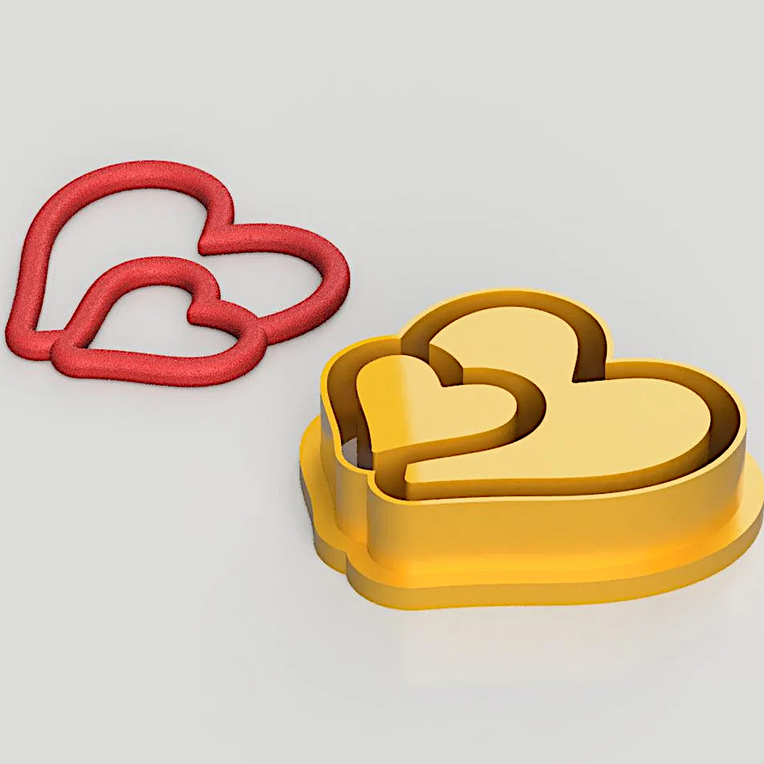 Double Heart Polymer Earring Clay Cutter