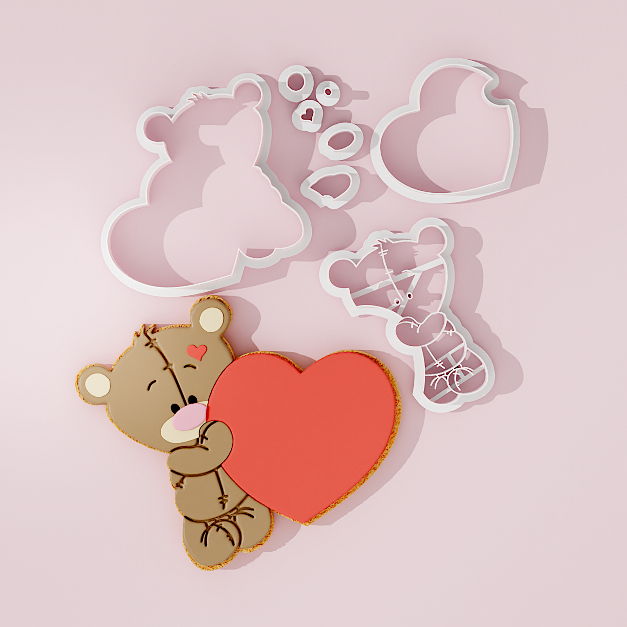 Heart Teddy Bear Piece Cutter Set