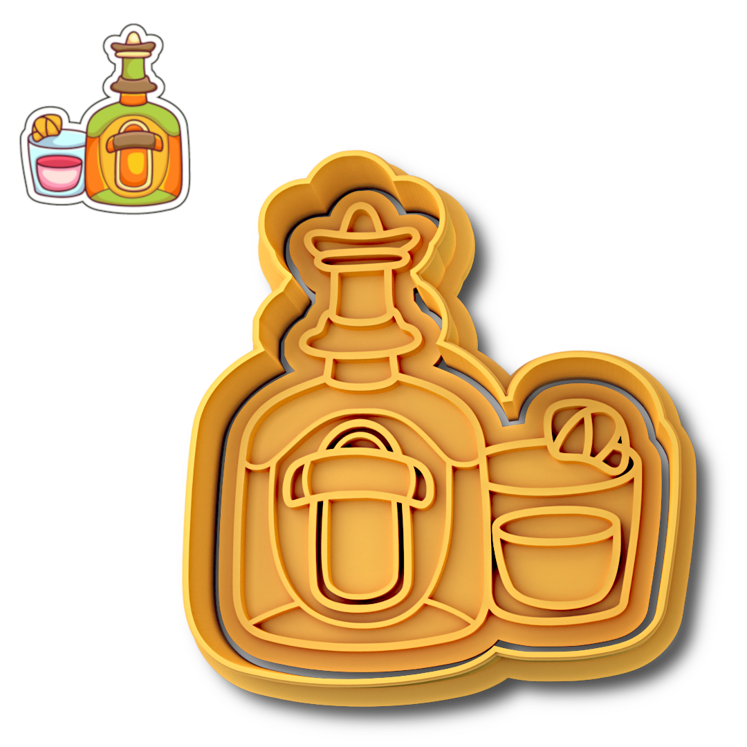 Tequila Bottle Cookie Stamp and Cutter Set