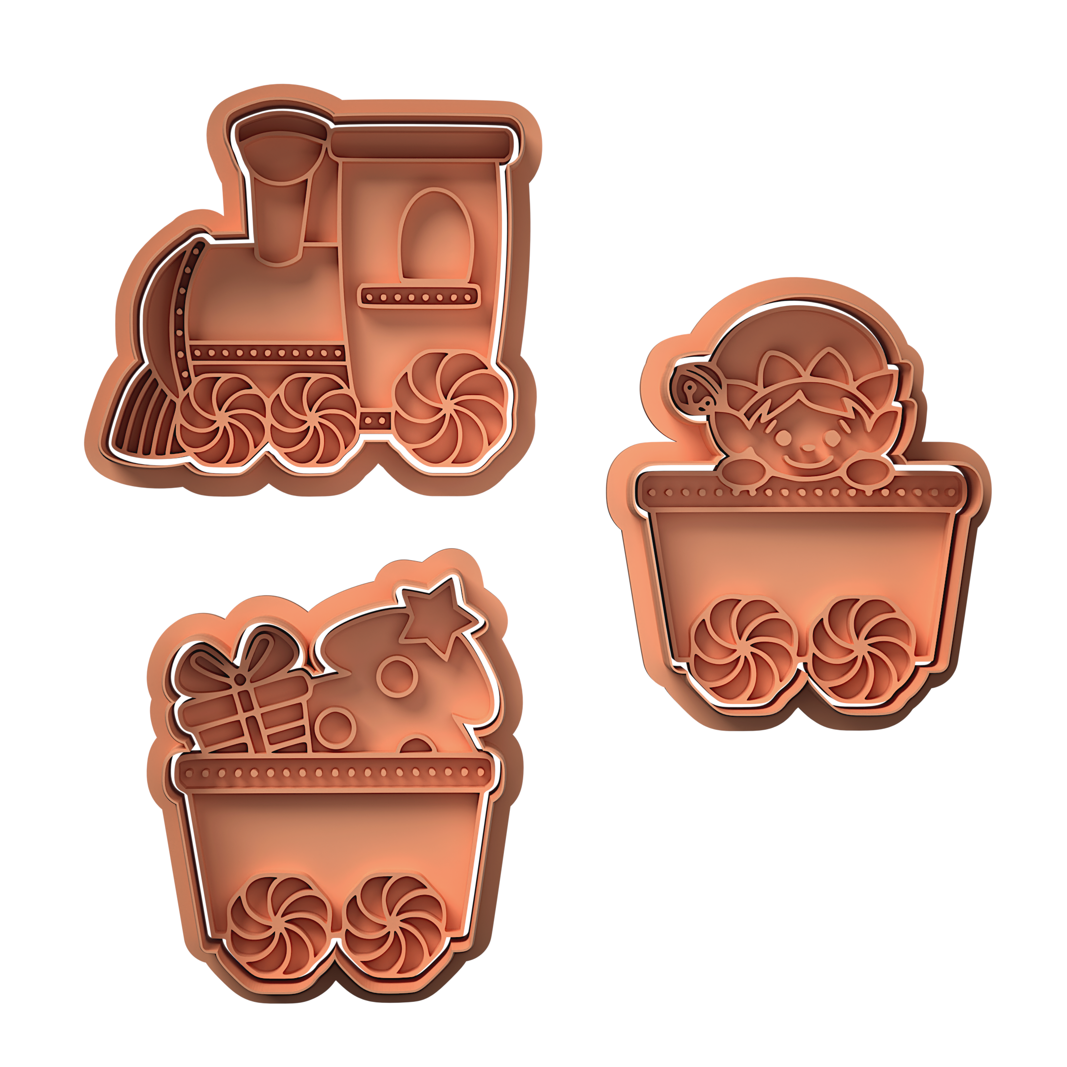 Christmas Train Cookie Cutter Stamp and Cutter Set